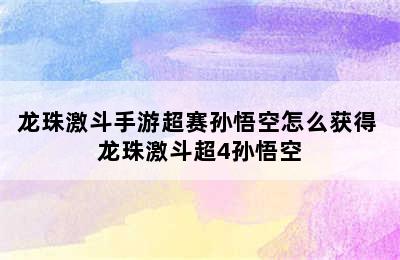 龙珠激斗手游超赛孙悟空怎么获得 龙珠激斗超4孙悟空